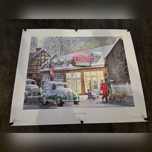 Vintage Winter Donut Shop Holiday Print - 'Warm Memories' 15.5x19